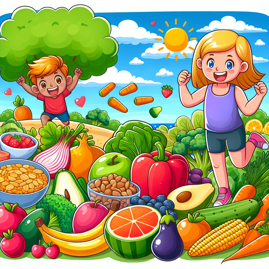Poster Kreatif Makanan Sehat Kartun untuk Anak-anak Sehat dan Bahagia